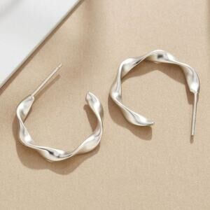Silver Tone Twist Post Earrings